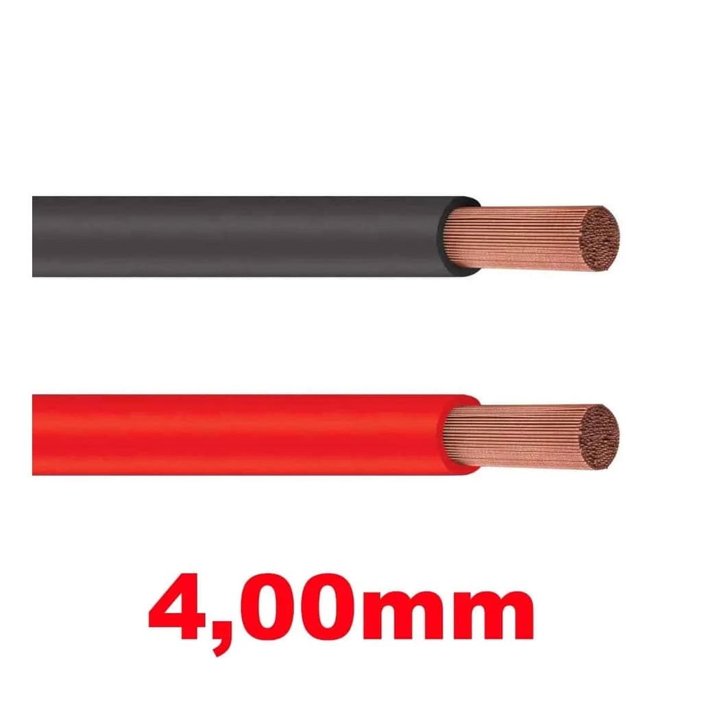 Fio Cabo 4mm Flexível Alimentação Automotivo Vermelho Preto - 05 Metros