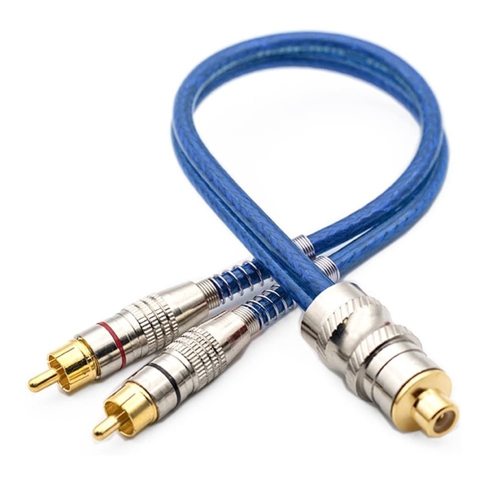 Cabo Y Rca Blindado 1 Femea 2 Machos 5mm Plug Metal
