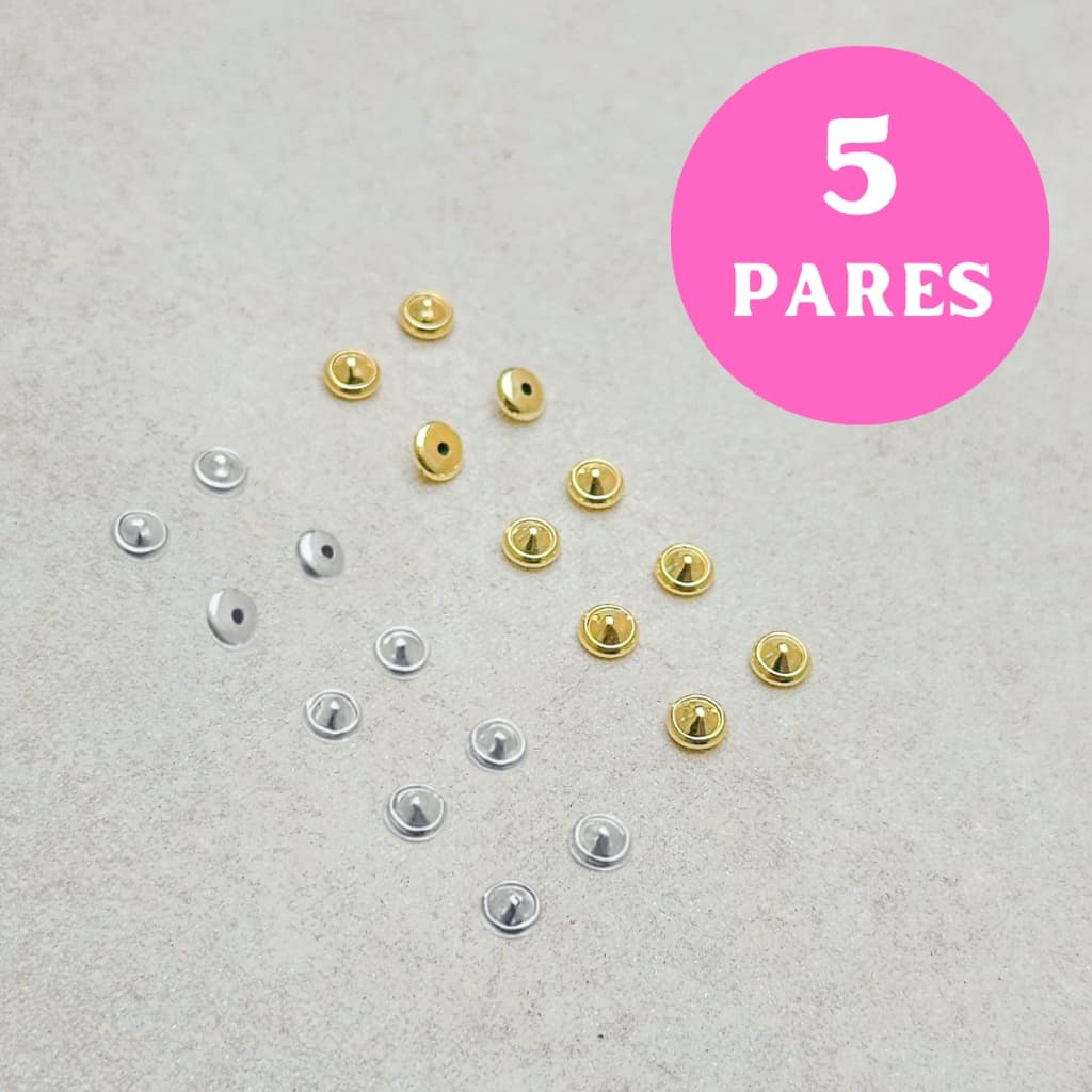 [ SEMI JOIA ] Kit 5 Pares Tarraxa Baby Criança Delicada Banhado Ouro 18k Anti Alérgico