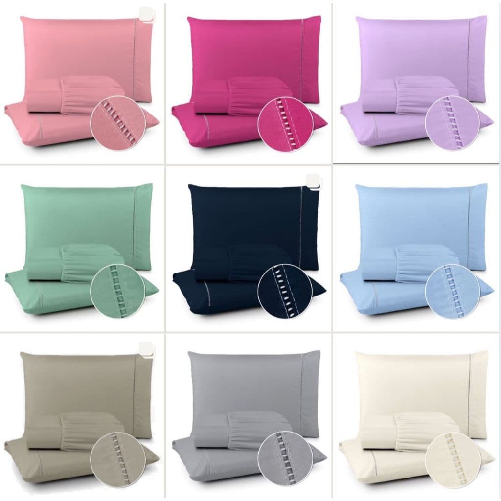 Jogo de Lençol 03 Peças 400 Fios Cama Casal Queen King Micropercal Ponto Palito Solteiro 02 Peças/Fronhas