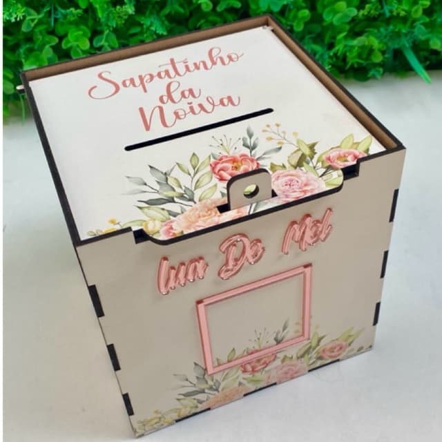 CAIXA PARA CASAMENTO LUA DE MEL GRAVATA SAPATINHO DA NOIVA ROSAS CLARAS
