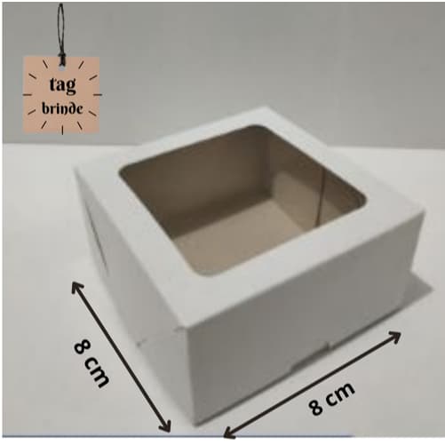 Caixa Visor 40 unid 8x8x4 Lembrancinhas, Doces, Sabonetes Branca- Embalagem com 40 unidades