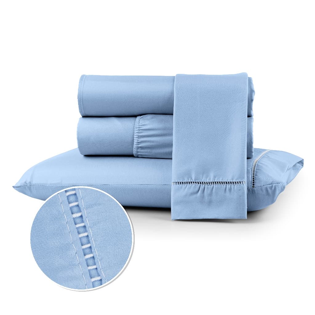 Kit Jogo Lençol Cama Box Casal Queen 400 fios Micropercal 02 e 03 Peças Ponto Palito