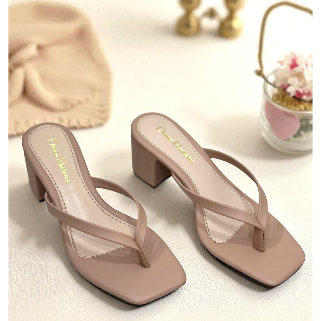 Sandália Feminina Tamanco casual Salto médio Tamanco salto grosso Sandália Salto Bloco Ref 201