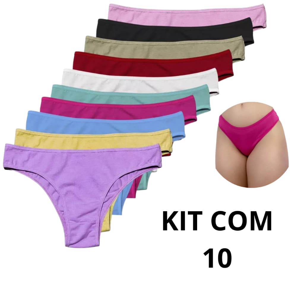 Kit 10 Calcinha De Suede 100% Algodão Super confortável Tanga Basica