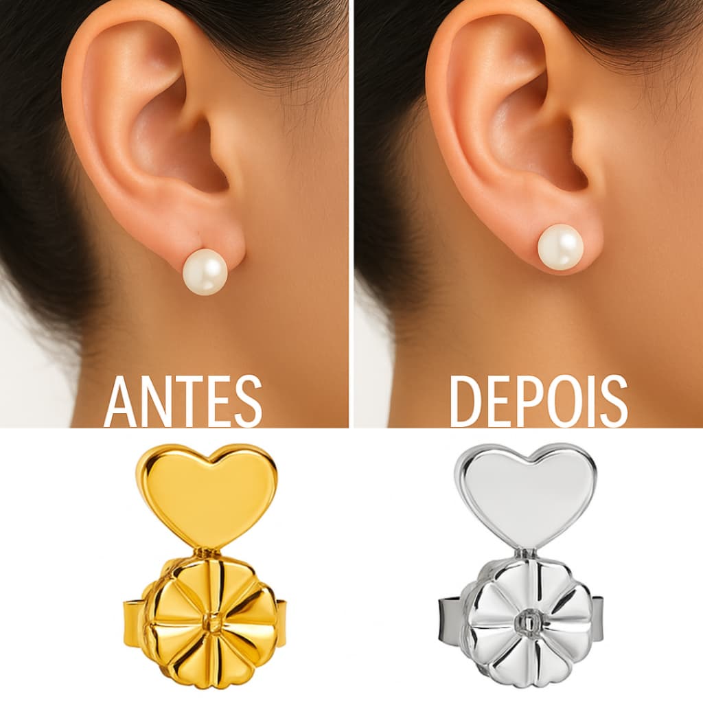 Kit Unidades Tarraxa Mágica Sustentação Brincos Orelha Rasgada , Banho Ouro 18k Prata Anti Alérgico Acessórios Femininos