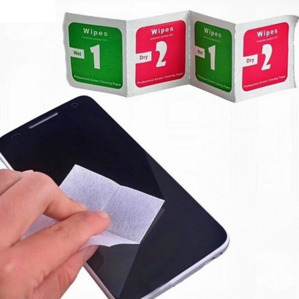 Kit Limpeza de Celular Limpa Tela 1 e 2 Lenço Aplicação Película de Vidro