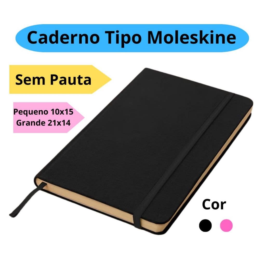 Caderno Pequeno ou Grande Tipo Moleskine 10x15cm Sketchbook Sem Pauta Caderneta
