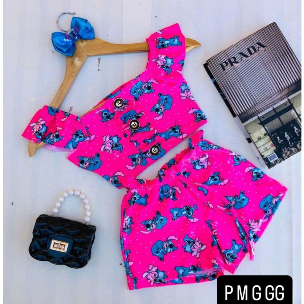 CONJUNTO INFANTIL FEMININO-ROUPA MENINA 1 A 10 ANOS-SHORT+BLUSA