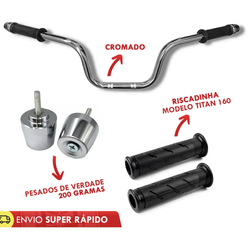 Kit Guidão Cg Cargo 160 2016/2025 C/ Peso Da Pcx + Manopla