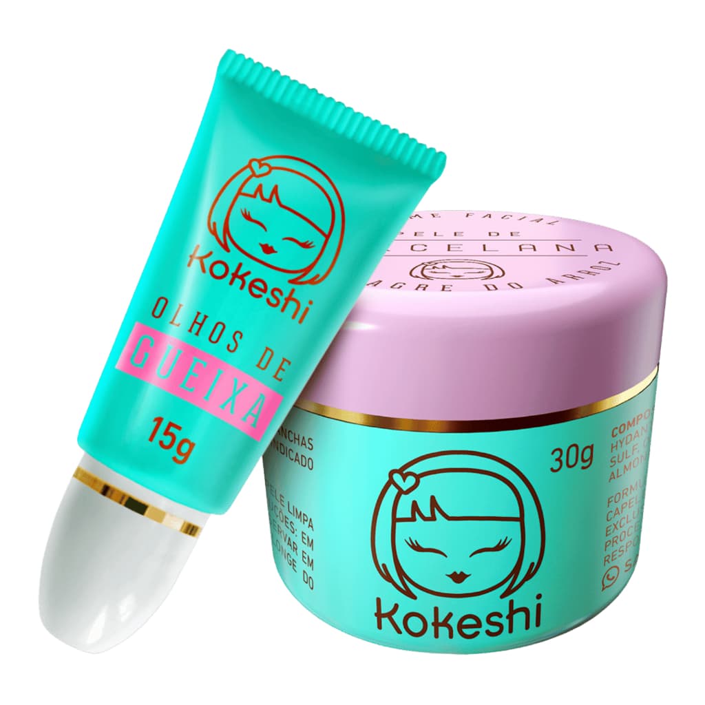 Kit Dupla Renovadores Faciais Kokeshi Pele Porcelana Olhos Gueixa