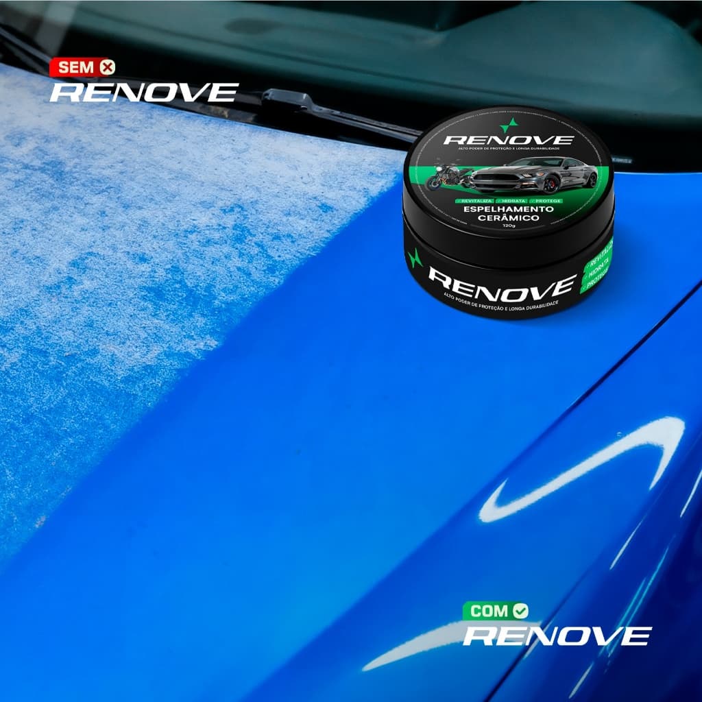 Cera Espelhamento RENOVE – Remove Riscos Superficiais, Repele Água, Proteção Sol, Brilho Intenso