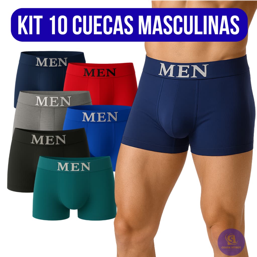 Kit Até 10 Cueca Boxer Lisa Sem Costura Masculino Adulto Cores Variadas
