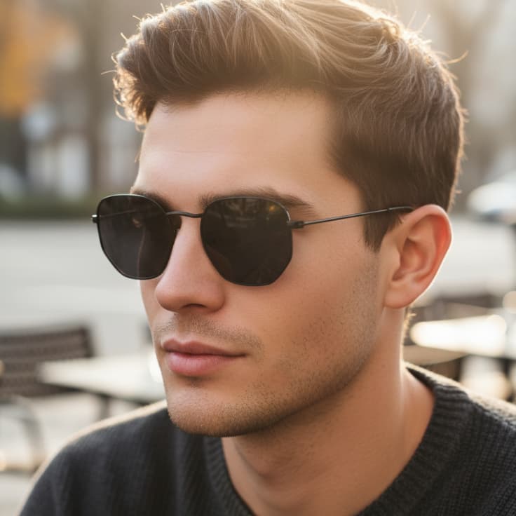 Óculos de Sol Hexagonal Armação em Metal Hexagonal Clássico Retrô Aviador uv400 Feminino Masculino