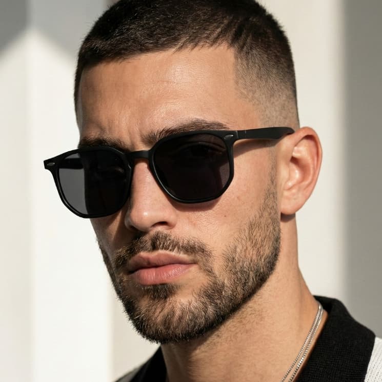 Óculos de Sol Tulum Preto Fosco Hexagonal Premium Flexível Retrô Oldstyle uv400 Feminino Masculino