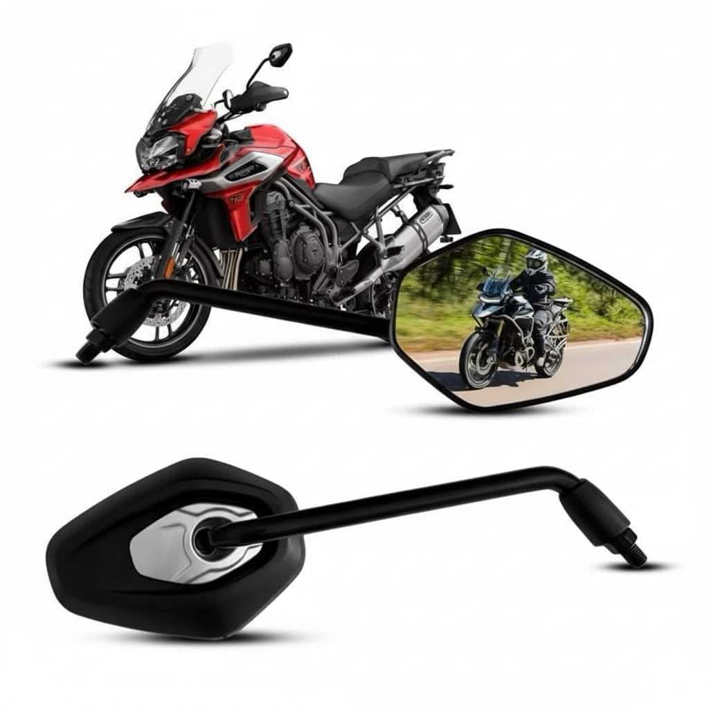 Retrovisor Moto Tiger 1200 Haste Fixa Longa  Par Universal Honda Titan Fan Bros XRE 160 150