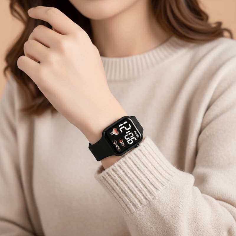 Coreano Minimalista LED Relógio Digital Ultra Fino Moda Unisex De Pulso Verde Rosa Preto Presente Ano Novo Acessórios In