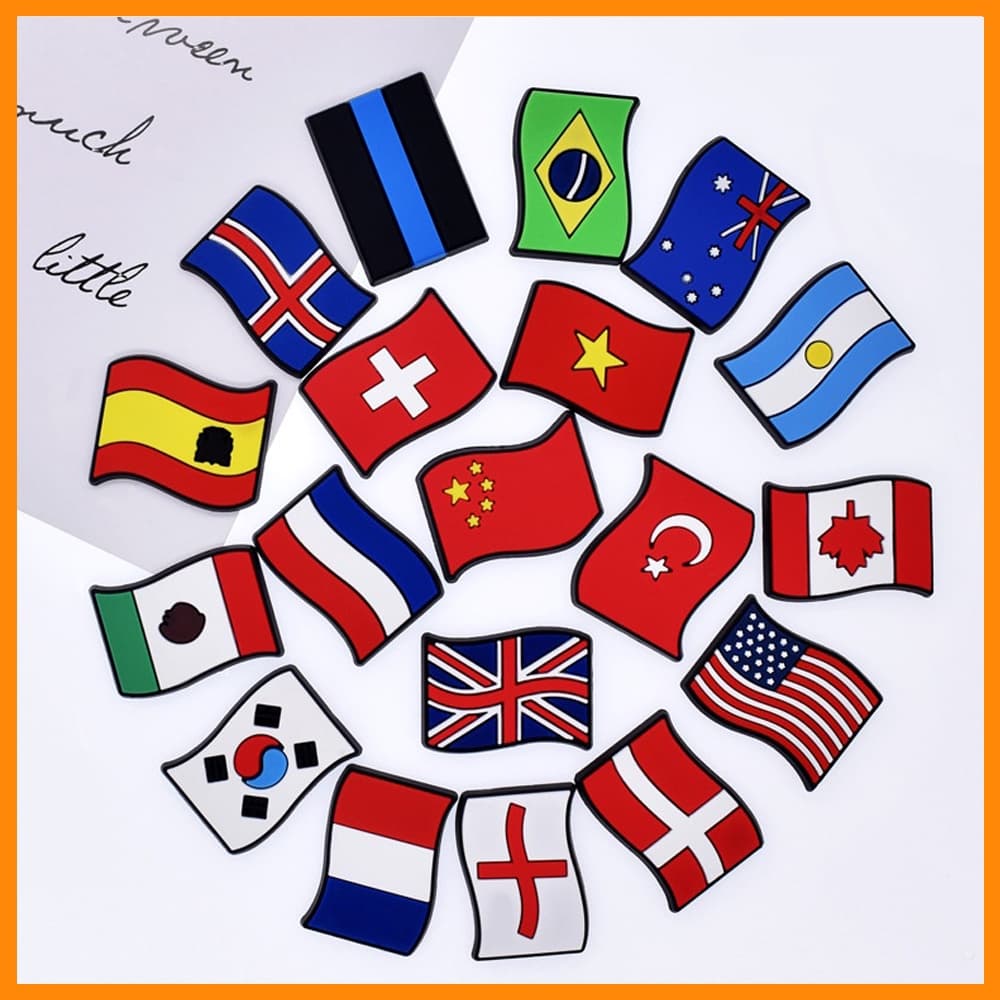 Encantos De Sapato Para Decoração De Tamanco Botão De Alfinetes De Bandeira Nacional