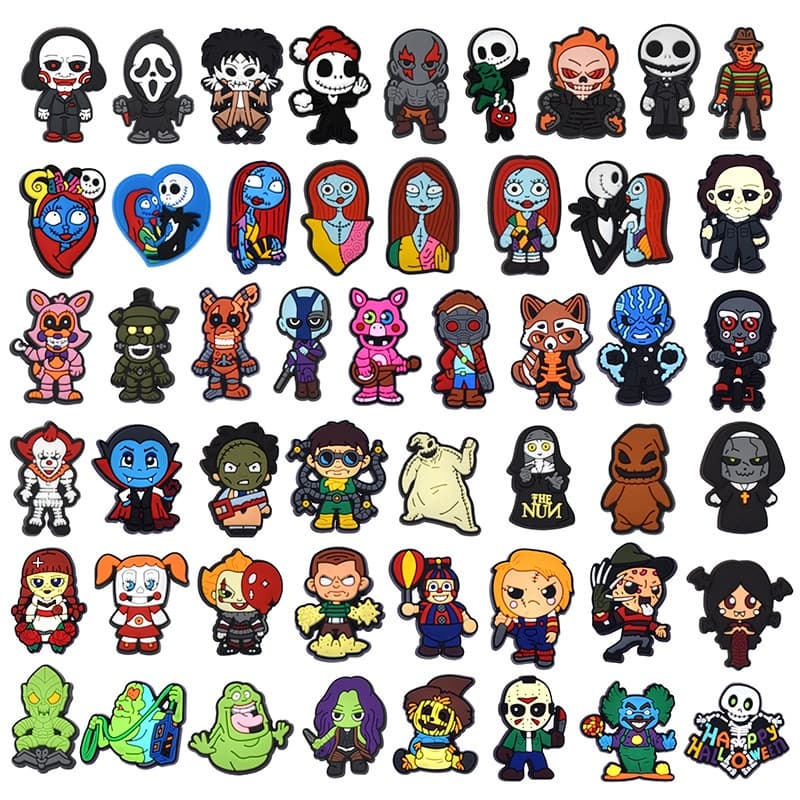 Encantos De Sapato Para Tamanco Decoração Pinos PVC Novo Desenho Animado Botão De Halloween