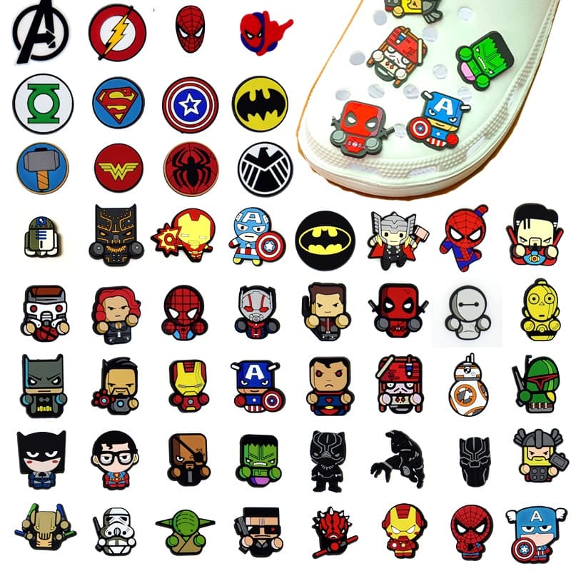 Encantos De Sapato Para Tamanco Decoração Pinos Botão Herói