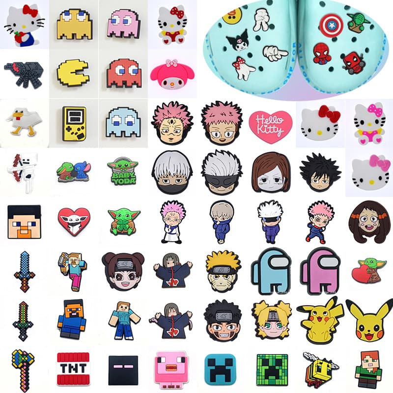 Decoração De Sapato Para Alfinetes De Tamanco , Jogos De Caixa De Areia De Desenho Animado , Botão DIY