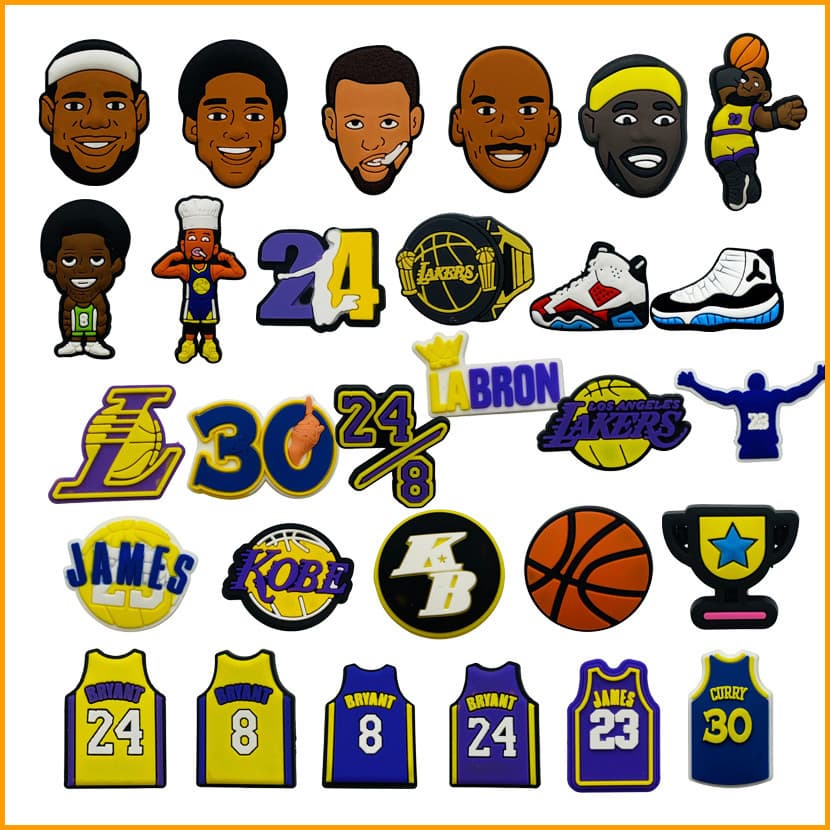 Clog Shoe Charms Profissional Estrela Basquete DIY Botão Pingente Combinado