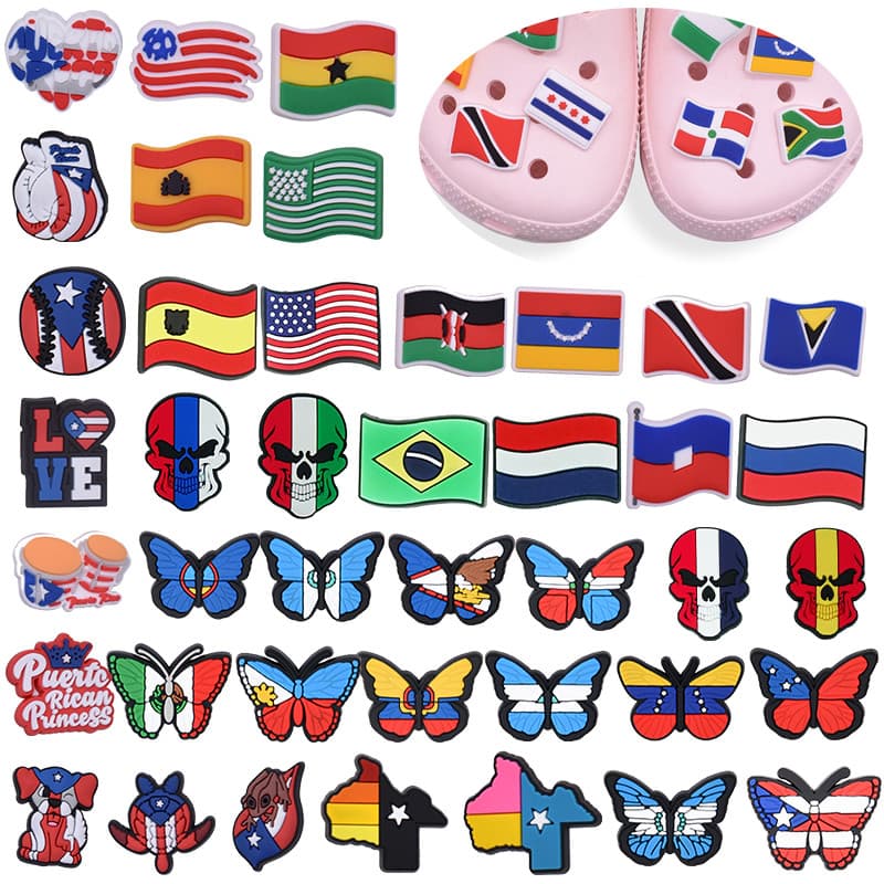 Decoração De Sapato Para Alfinetes De Tamanco Nosso País Bandeiras Botão DIY