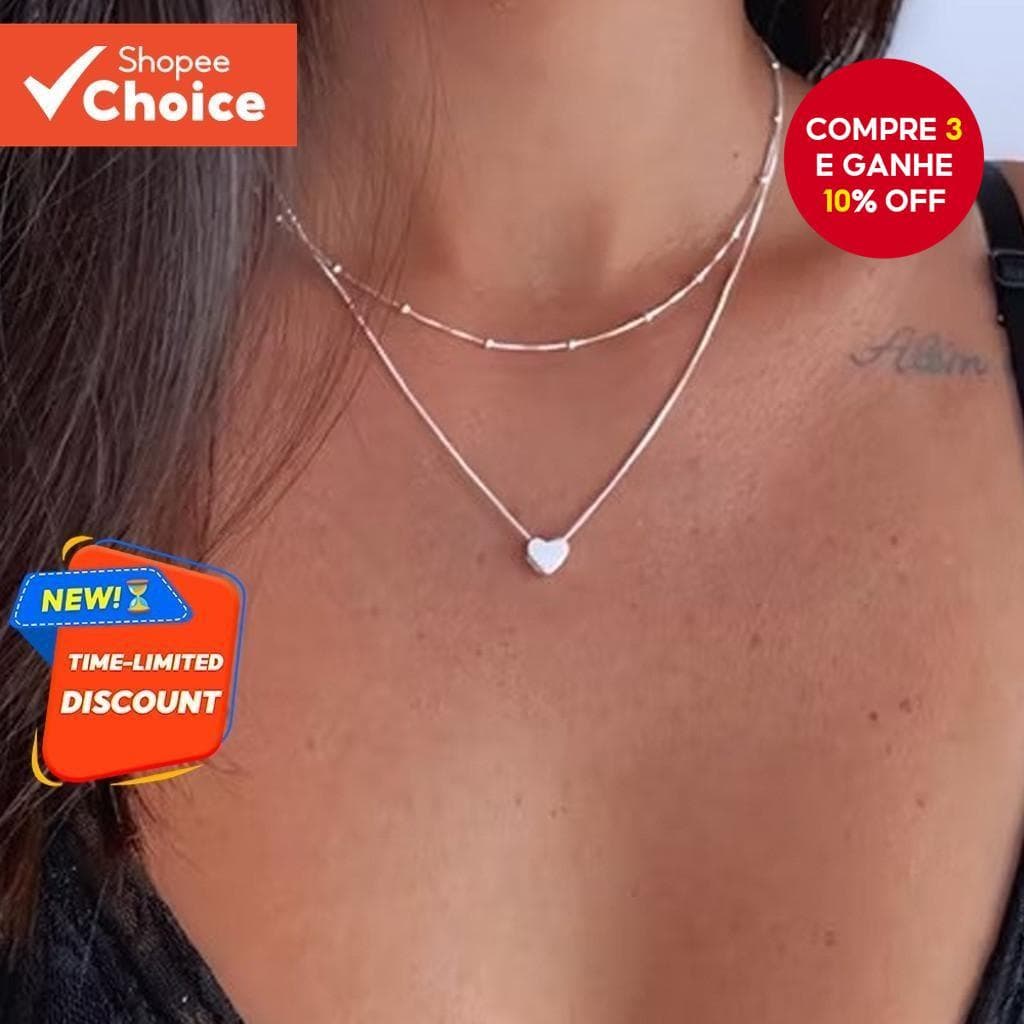 Colar De Coração Em Camadas Minimalista Banhado A Ouro Para Mulheres Delicado Presente Elegante Diário