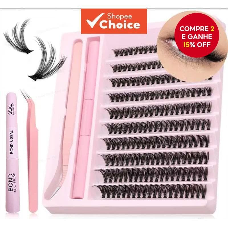 Kit De Cluster De Cílios Postiços De Vison Falso Macio De 200 Unidades-Onda C , Comprimento Misto 10-16 Mm